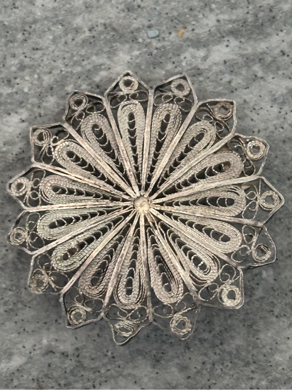 Antique Fine Jewelry: Sterling Silver
Filigree Floral Brooch Art Nouveau
